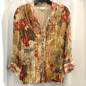 Coldwater Creek Womens Top Large Floral Romantic Crinkle Fairy Moody Y2K 18178x